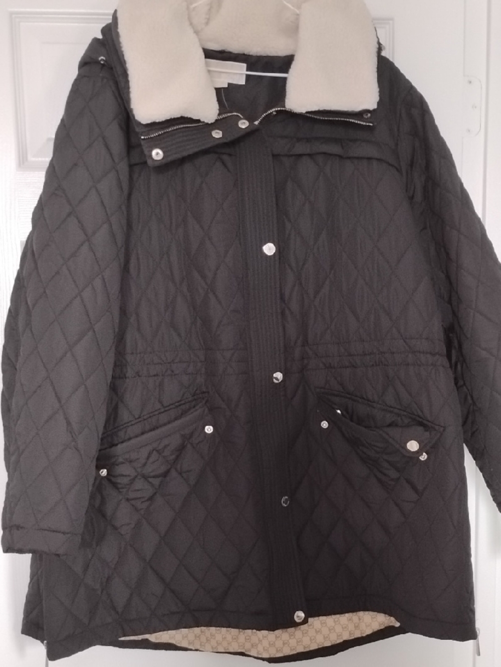 Michael Kors Black Quilted Jacket with Button Detail